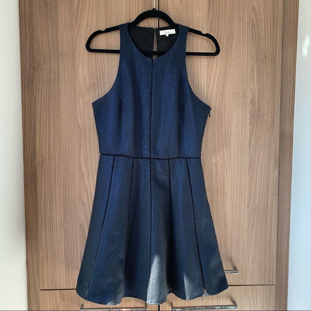 Parker Navy Black Sleeveless A-Line Skater Dress